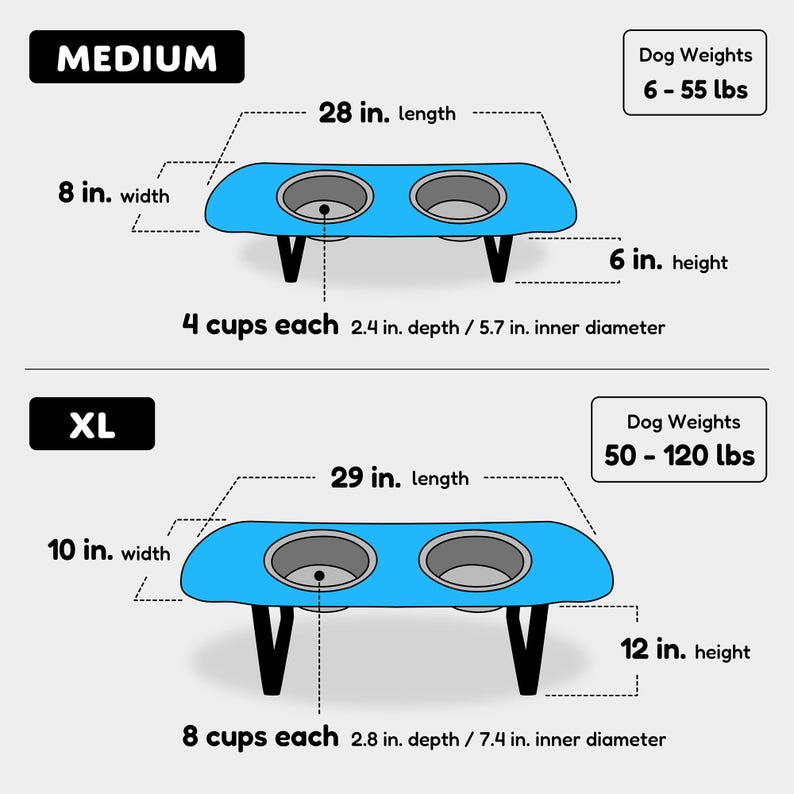 Surf City Skatebowl XL Tall | Elevated Dog Feeder | Raised Skateboard Dog Bowl Stand, Stainless Steel Bowls